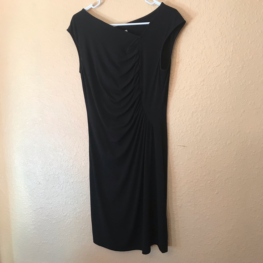 Lapis black dress with side runching